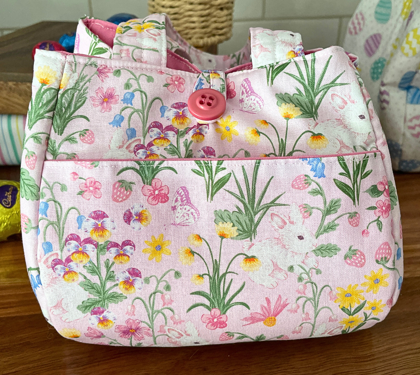 Milly Bag - Bunnies and Flowers Pink