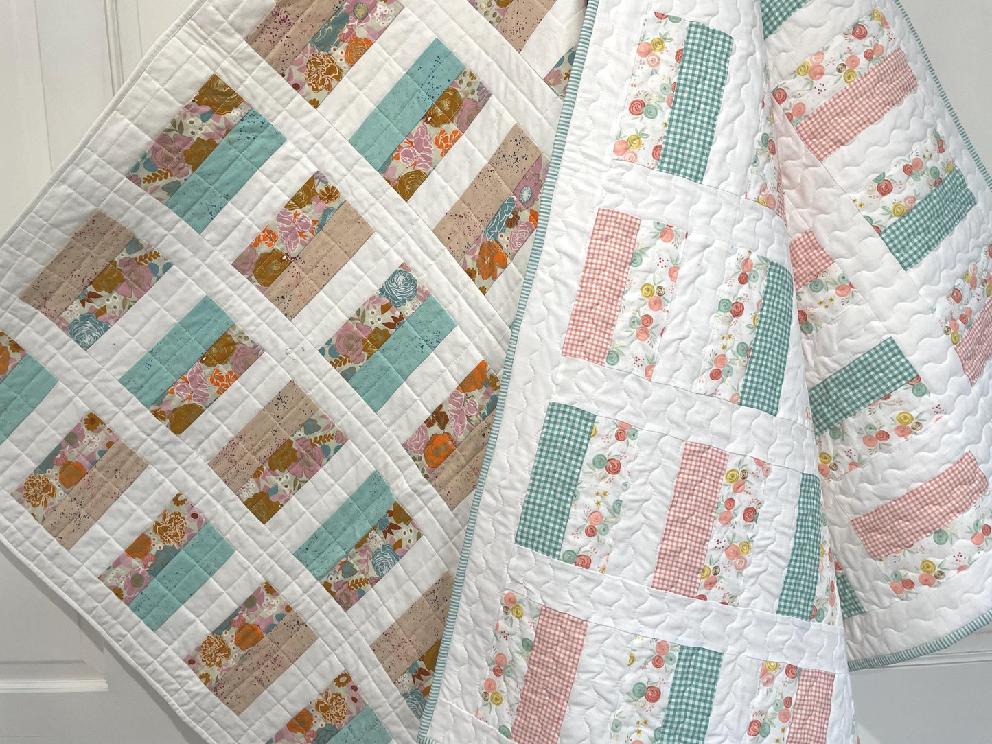 Easy Quilt Pattern in 4 sizes Simple sewing for Beginner quilters Multiple sizes Digital Download PDF baby quilt throw single queen