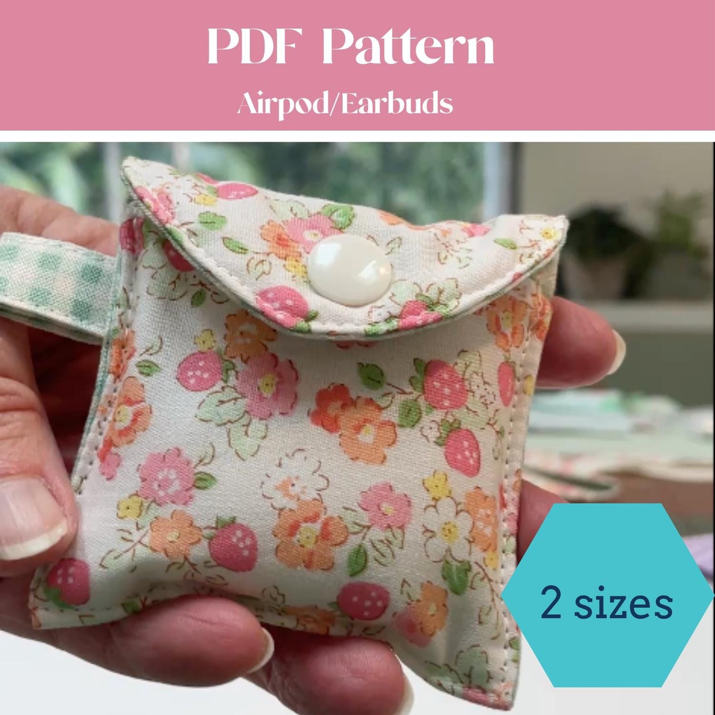 Easy Earbud Pouch Template PDF DIY Fabric AirPods Case Sewing Pattern Beginner Friendly Scrap Fabric Tutorial