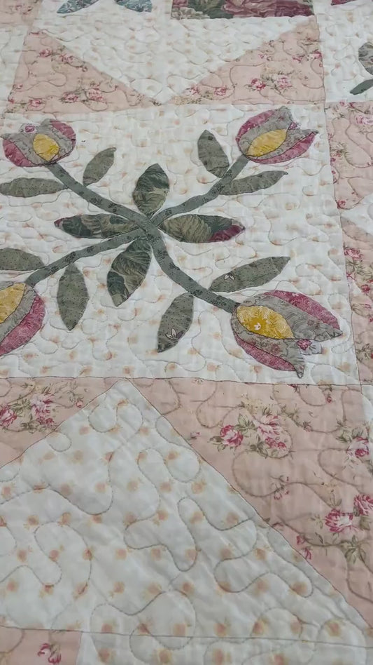 Quilt Pattern Tulip & Scrappy Fabric Design Multiple Sizes Confident Beginner to Advanced Quilter| Downloadable PDF tutorial