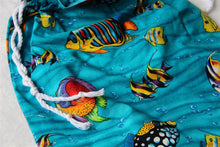 Drawstring Bag, Blue Fish Handmade