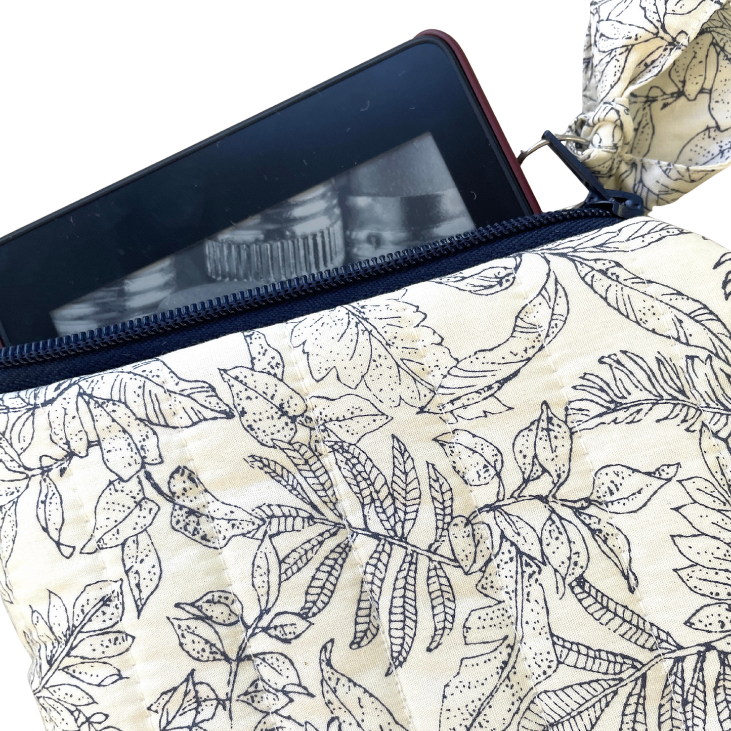 Quilted handmade zip book pouch BF