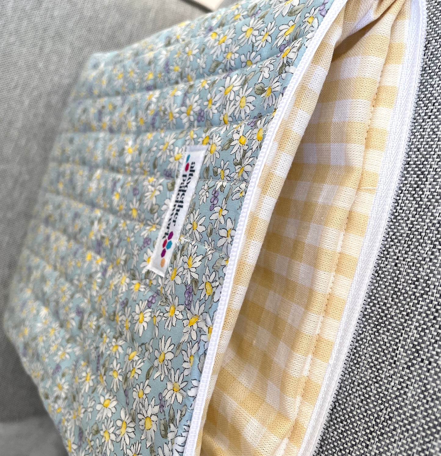 Quilted handmade kindle, ereader, tablet  pouch  blue daisy