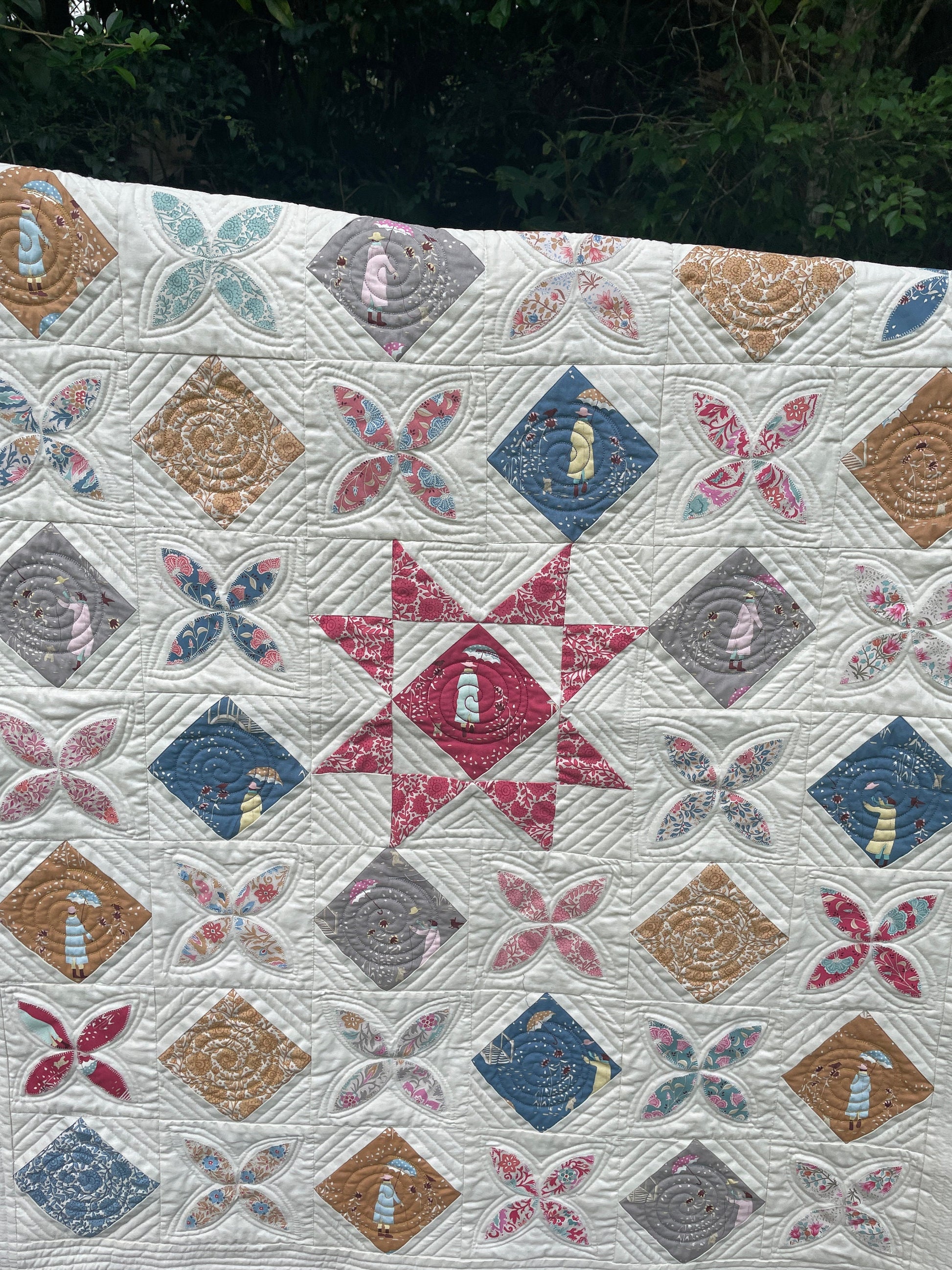 Digital Quilt Pattern in 3 sizes simple applique and star quilt pattern for beginners, Windy Days Quilt Pattern baby throw or single size