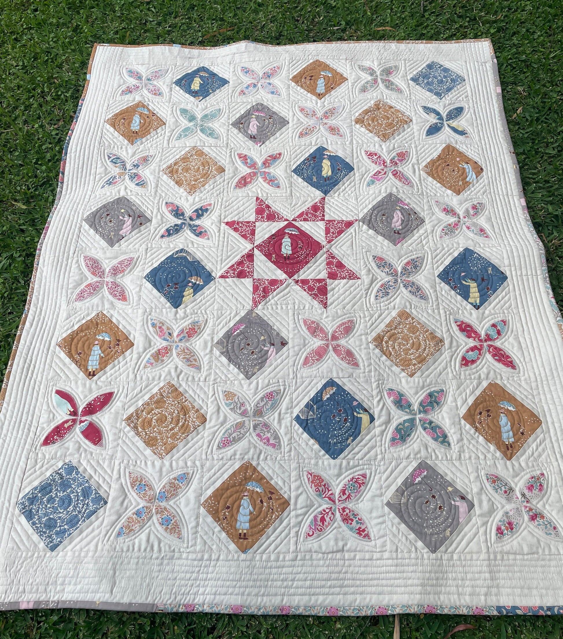 Digital Quilt Pattern in 3 sizes simple applique and star quilt pattern for beginners, Windy Days Quilt Pattern baby throw or single size