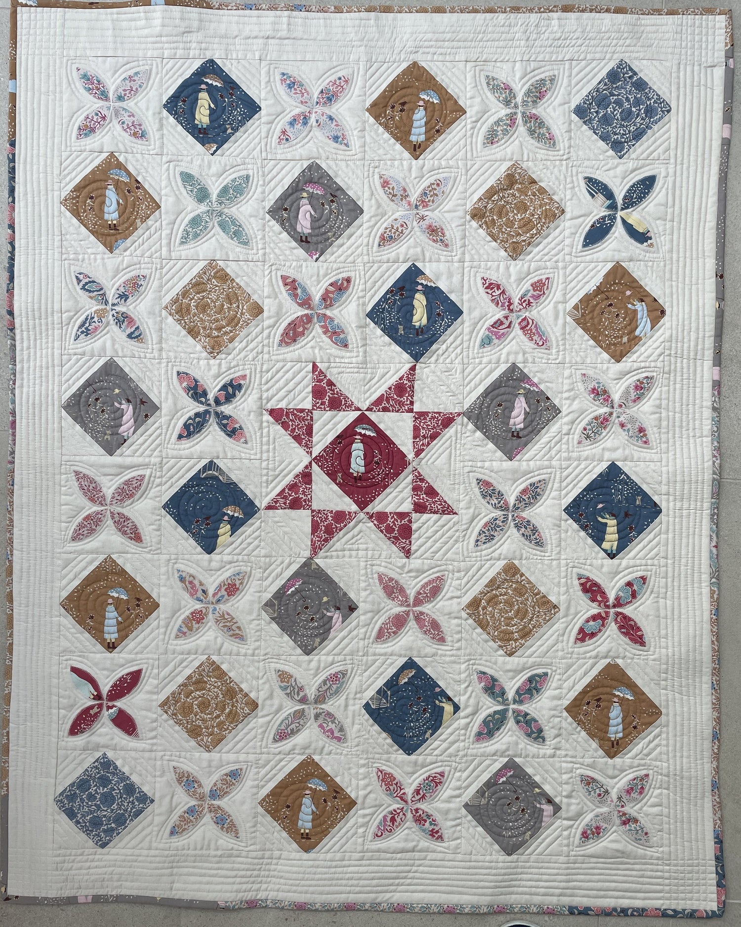 Digital Quilt Pattern in 3 sizes simple applique and star quilt pattern for beginners, Windy Days Quilt Pattern baby throw or single size