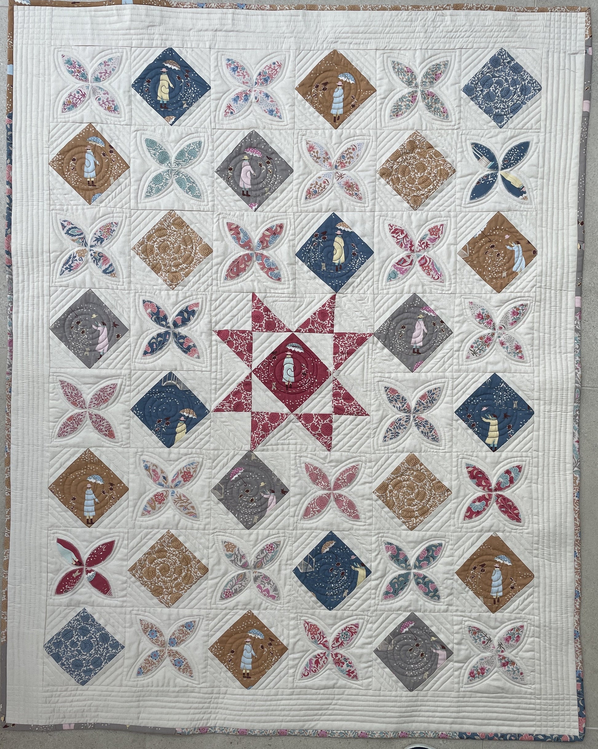 Digital Quilt Pattern in 3 sizes simple applique and star quilt pattern for beginners, Windy Days Quilt Pattern baby throw or single size