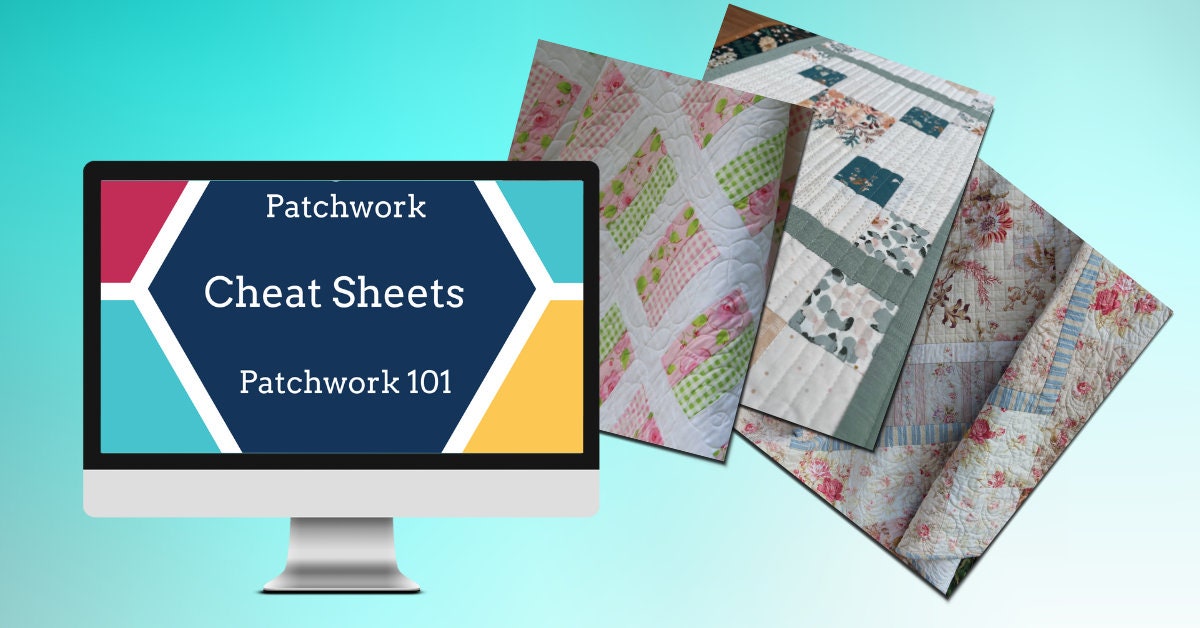 Beginner quilt pattern PDF bundle - 6 Products, Easy Patterns for beginners- 2 quilt patterns, bag and runner pattern, quilter cheat sheets.