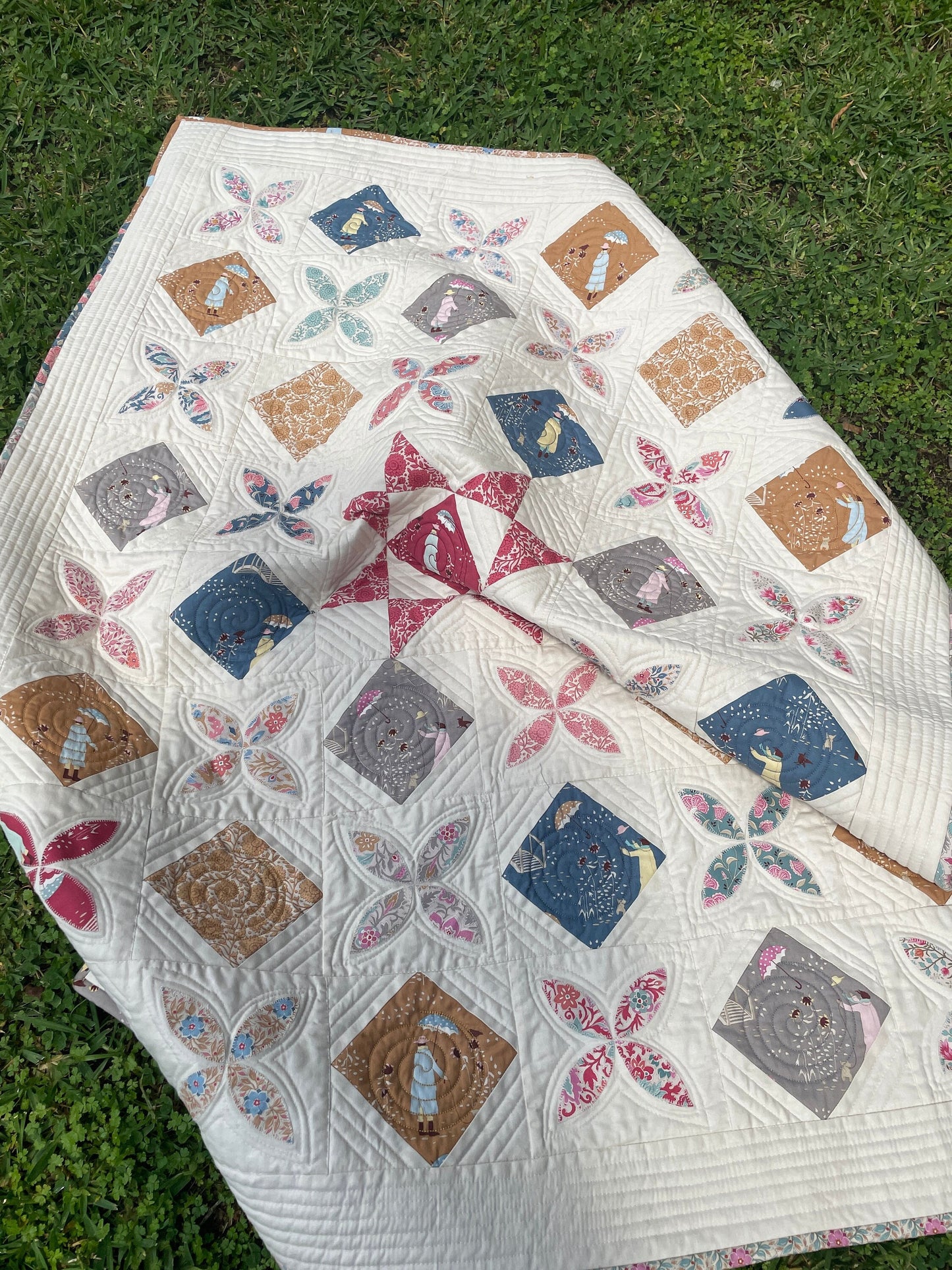 Digital Quilt Pattern in 3 sizes simple applique and star quilt pattern for beginners, Windy Days Quilt Pattern baby throw or single size