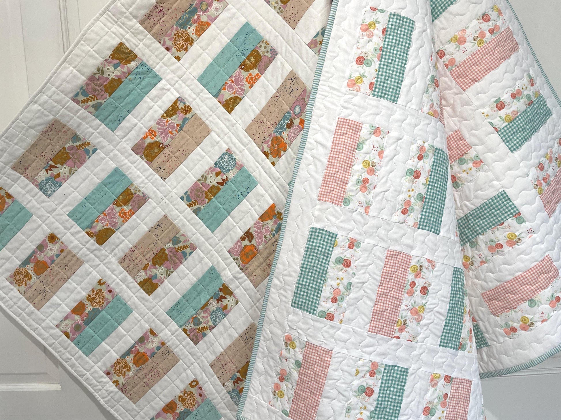 Easy Quilt Pattern in 4 sizes Simple sewing for Beginner quilters Multiple sizes Digital Download PDF baby quilt throw single queen