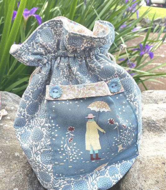 Drawstring Bag Pattern|Sewing Bag|Draw String Bag PDF|PDF Pattern|Girls Bag|Project Bag|Tilda Windy days|Tilda Bag Pattern|Tilda Fabric|