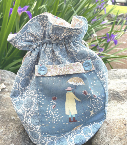 Drawstring Bag Pattern|Sewing Bag|Draw String Bag PDF|PDF Pattern|Girls Bag|Project Bag|Tilda Windy days|Tilda Bag Pattern|Tilda Fabric|