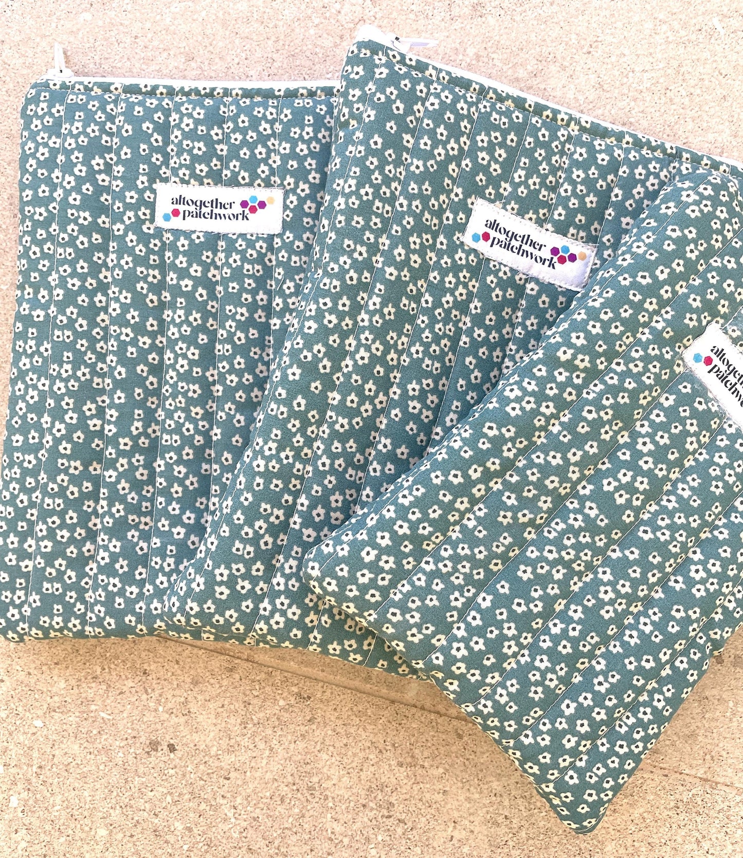 Quilted handmade kindle pouch ereader tablet fabric sleeve for book lover.