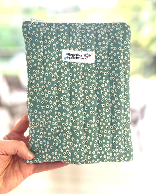 Quilted handmade kindle pouch ereader tablet fabric sleeve for book lover.
