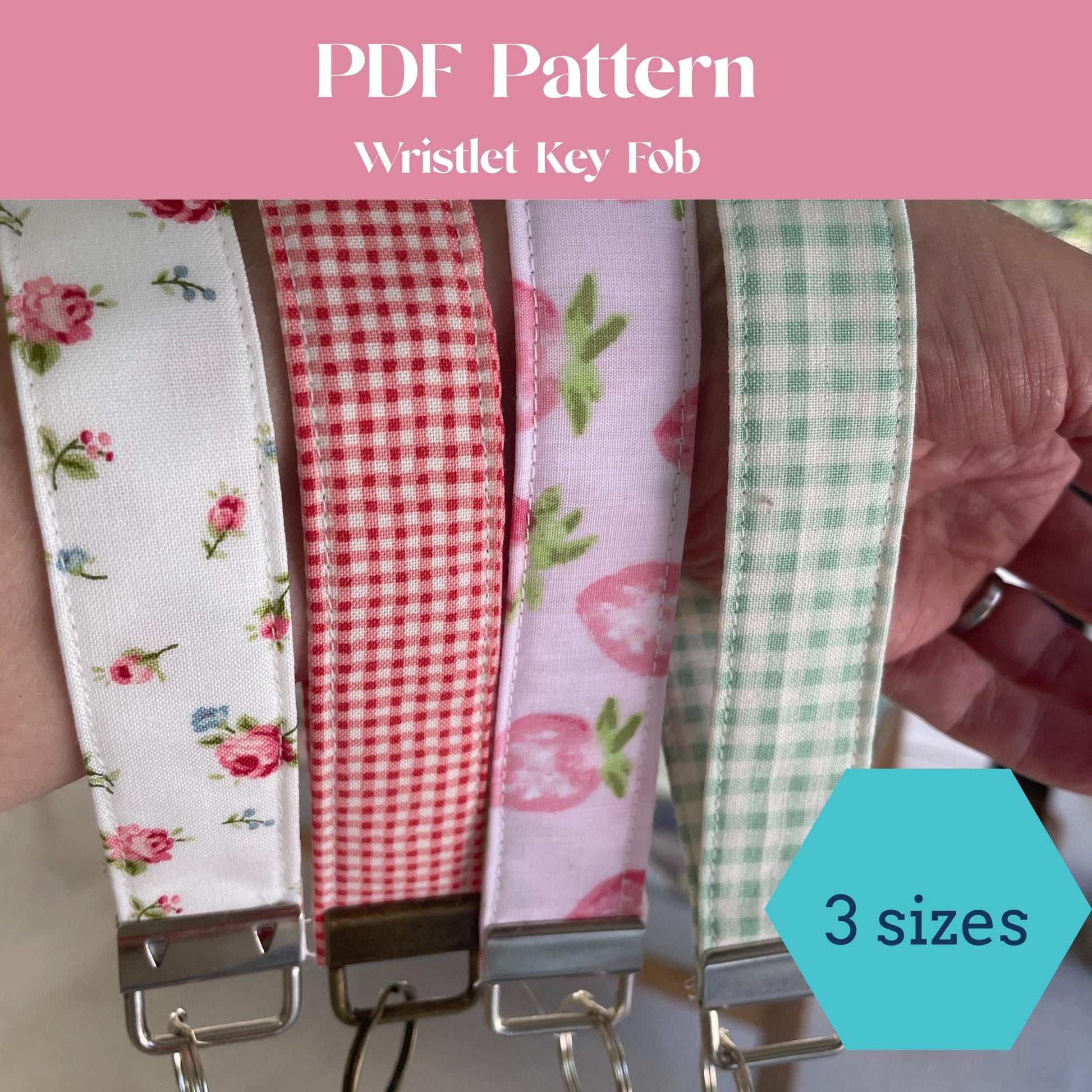 DIY Fabric Wristlet Sewing Pattern PDF Key Fob Beginner Friendly Scrap Fabric Tutorial