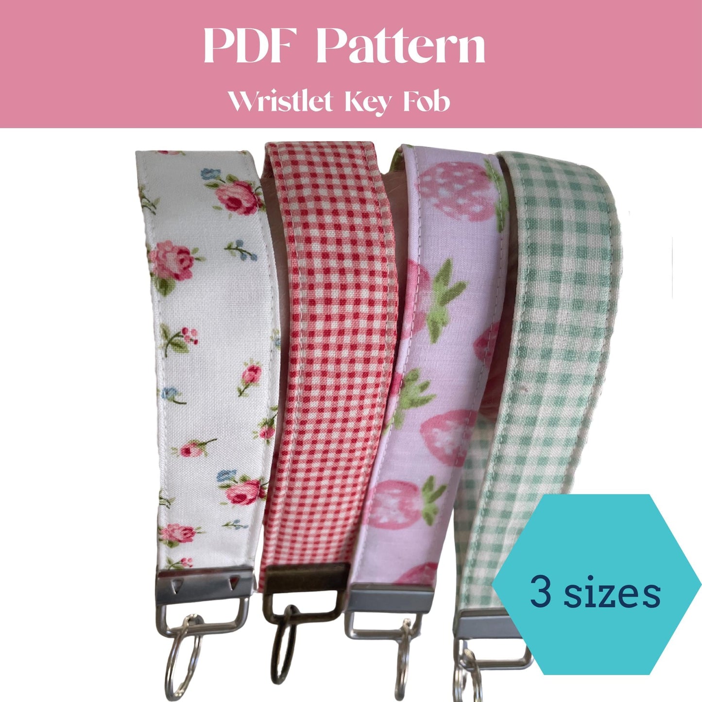 DIY Fabric Wristlet Sewing Pattern PDF Key Fob Beginner Friendly Scrap Fabric Tutorial