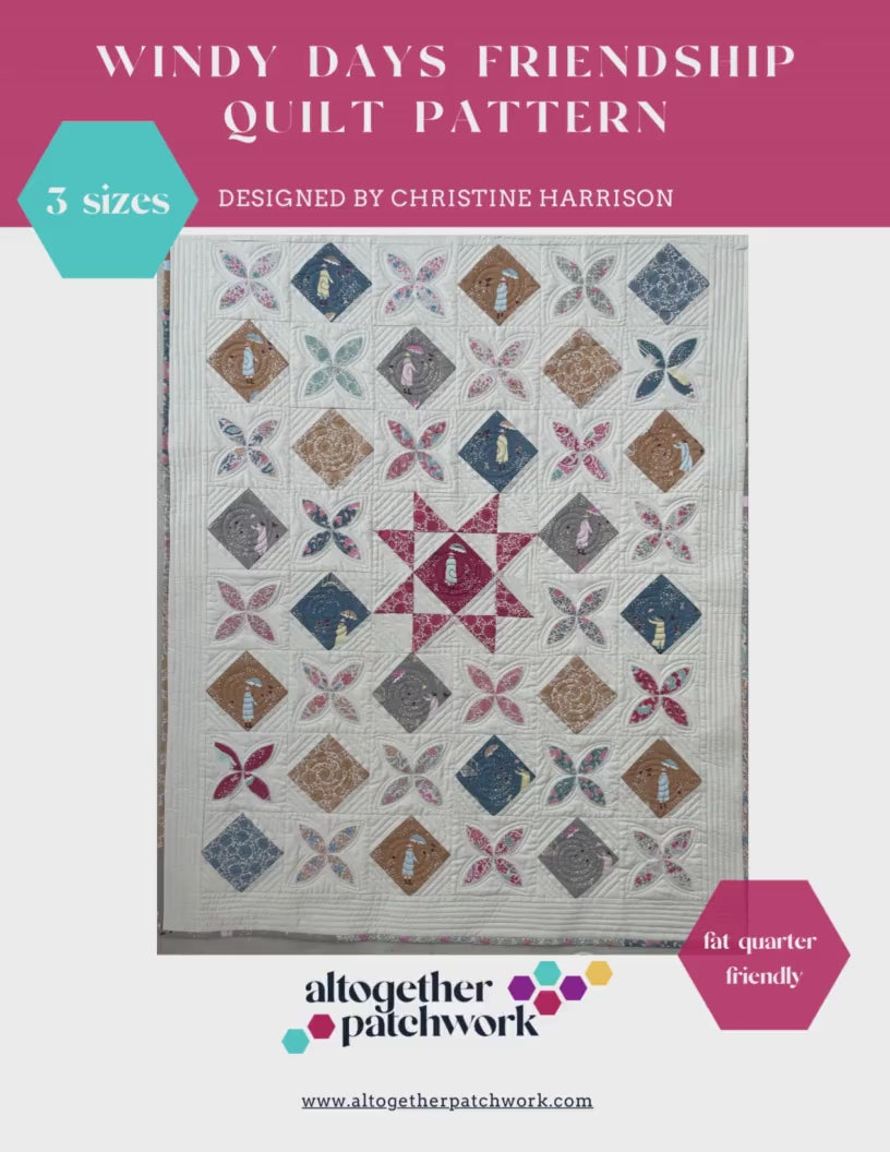 Digital Quilt Pattern in 3 sizes simple applique and star quilt pattern for beginners, Windy Days Quilt Pattern baby throw or single size