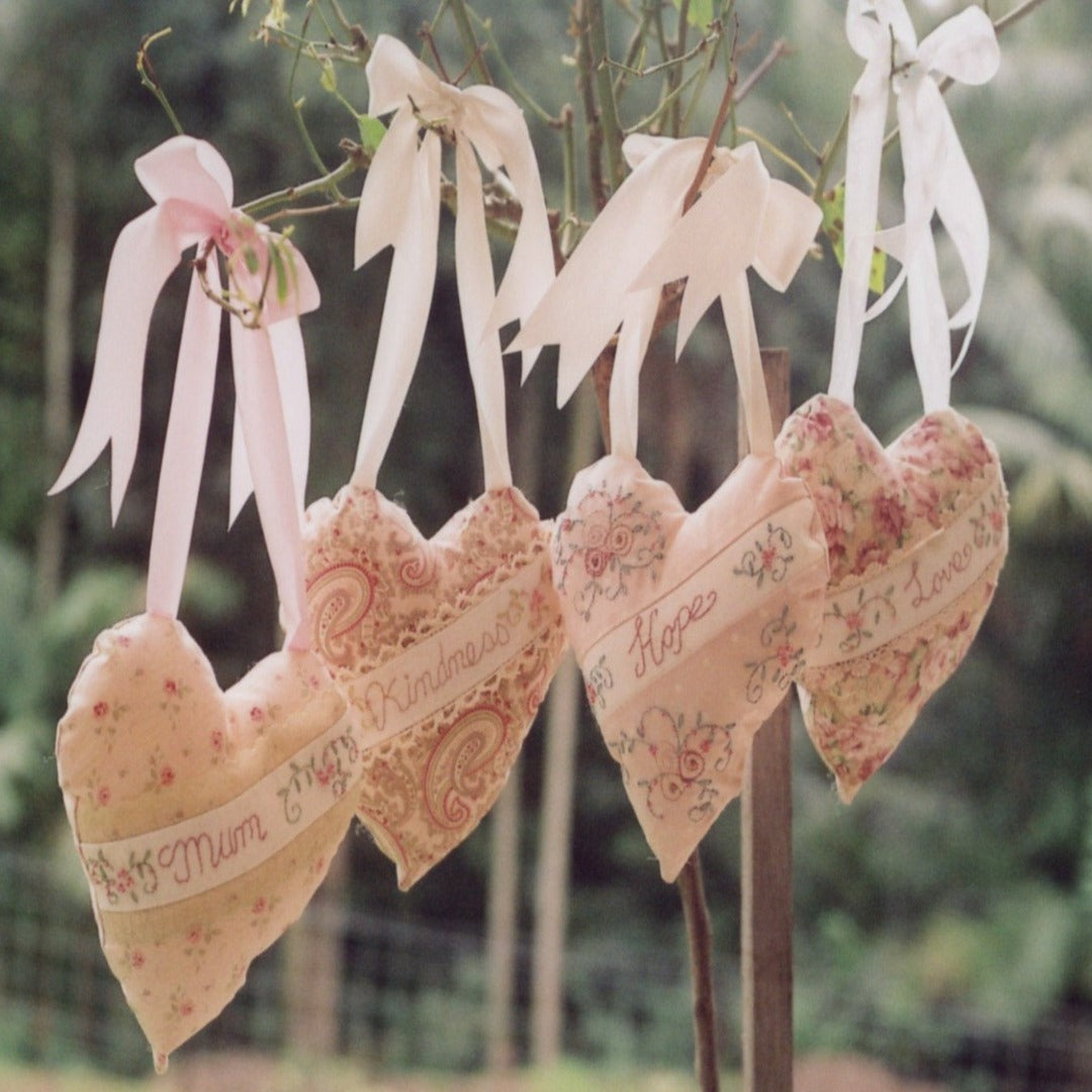 Embroidery Pattern, Hearts of Blessing PDF Pattern, Embroidery Flower Pattern, Heart sachets, Heart Embroidery Pattern, Stitchery pattern