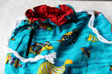 Drawstring Bag, Blue Fish Handmade