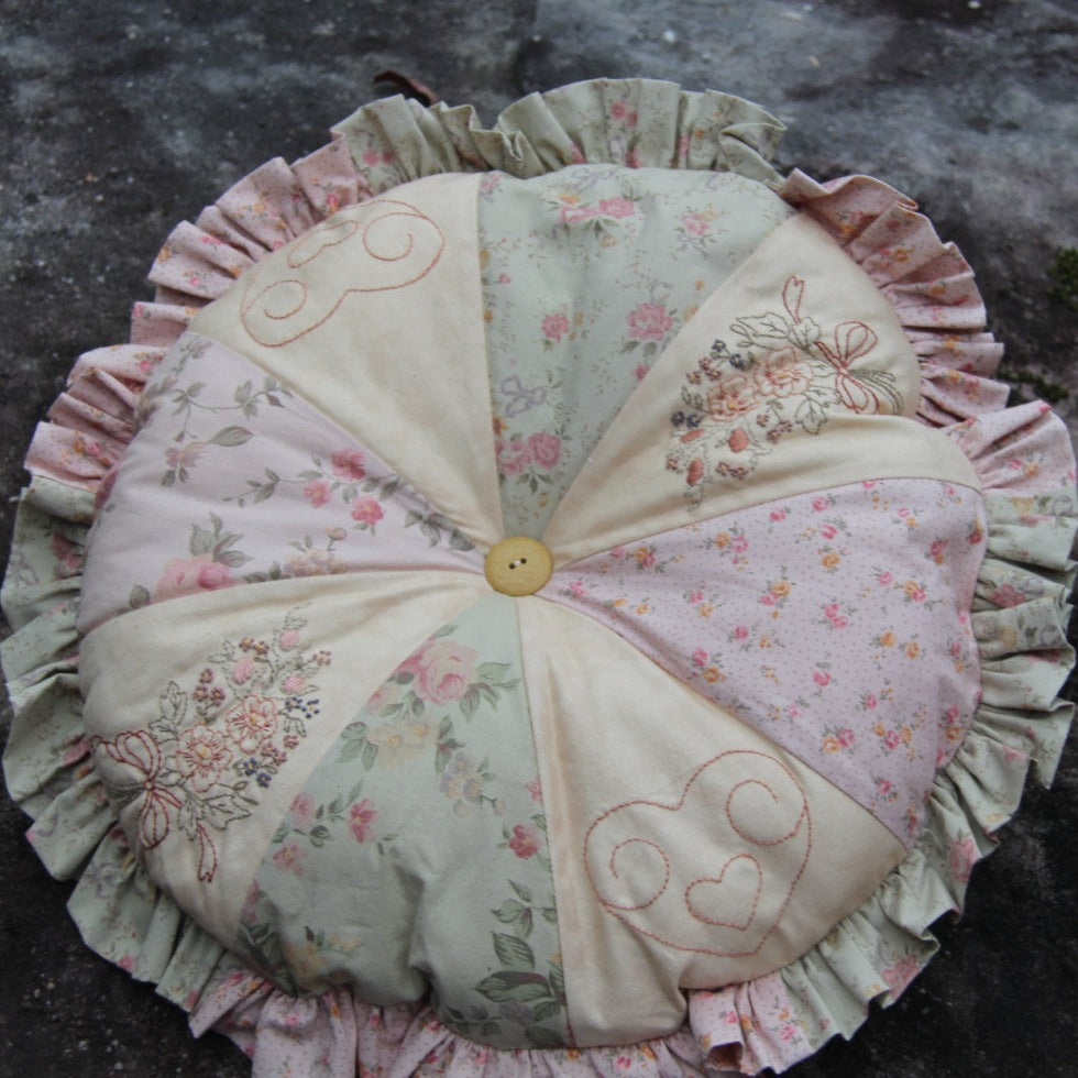 Briar rose embroidered round cushion PDF pattern