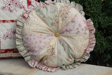 Cushion PDF Pattern, Briar Rose Cushion Pink and Green, Embroidered Round Cushion,