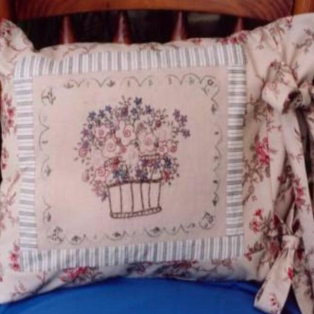 Flower basket embroidery cushion PDF Pattern